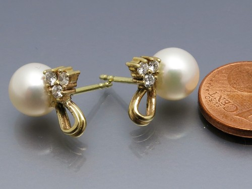 REIF-DESIGN-ELEGANTE PERLEN - BRILLANT OHRRINGE - EIGENE GOLDSCHMIEDE - 585 GOLD - Picture 5 of 5