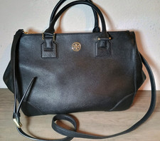 Tory Burch Robinson Double Zip Tote Bag Black Saffiano Leather - SHIPS FREE!