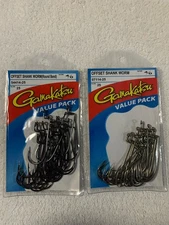 (LOT OF 2) 1. GAMAKATSU OFFSET SHANK WORM & 1.ROUND BEND) 4/0. AS SHOWN 50 TOTAL