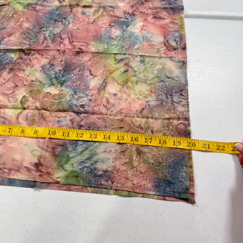 batik quilting fabric cotton tie dye pink green abstract 20x43 - Picture 3 of 6