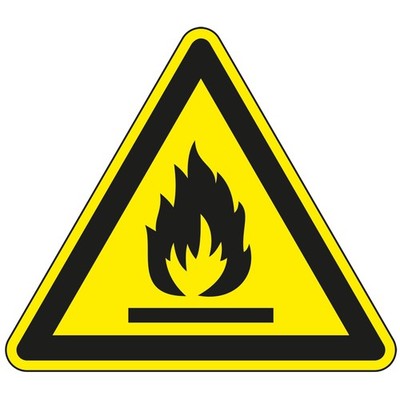 Warnschild v. feuergefährlichen Stoffen Folie SL 20cmASR A1.3 DIN ENISO7010 W021
