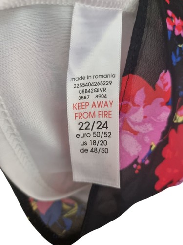 Blusa donna taglia 22/24 stampa floreale farfalla, sovrapposizione trasparente, foderata P15 - Foto 4 di 5