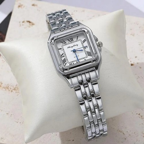Luxury Womens Square Watch Roman Ladies Quartz Stainless Steel Wristwatch - Picture 5 of 11