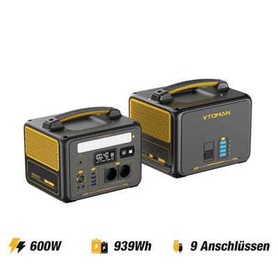 VTOMAN Jump 600X Tragbare Powerstation 600W 939Wh Solargenerator+Zusatzbatterie