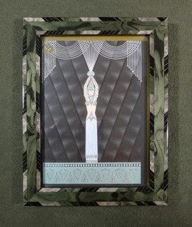 ART DECO LADY stampa incorniciata anni '20 ERTE'S "PERLE E DIAMANTI"