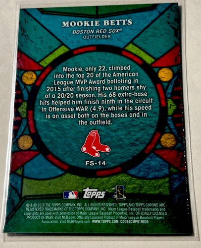 Mookie Betts 2016 Topps Chrome Future Stars #FS-14 Boston Red Sox MLB NM-MT 😎 - Picture 2 of 2