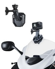 Motorcycle Windshield Clip Camera Mount, Quick Release Compact, Black