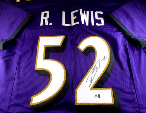 Ray Lewis / Autographed Baltimore Ravens Black Custom Football Jersey / COA
