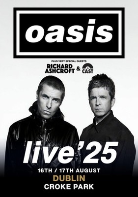 Oasis UK Tour Dublin 2025 All Dates A3 A4 Print Poster Album Unframed