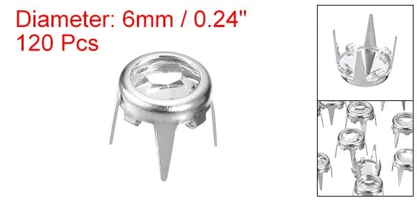 120 piezas de cuentas de garra de diamantes de imitación de 6 mm/0,24" cabeza de clavo para fabricación artesanal plata blanca Foto 2 de 4