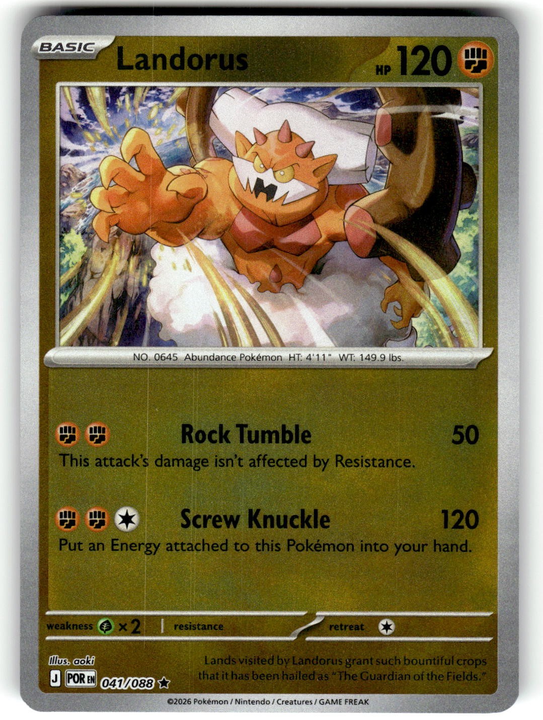 Pokemon 2026 ME03: Perfect Order Card 41/088 Landorus Reverse Foil