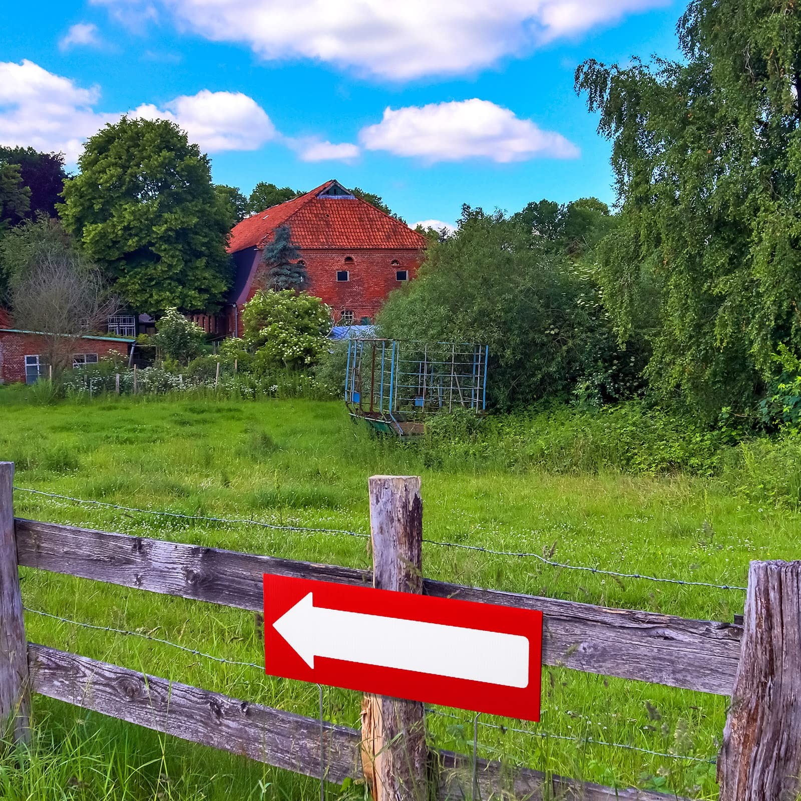 6 Pcs 17 x 6 Inch Arrow Yard Sign Red Corrugated Plastic This Way Decor Doubl...