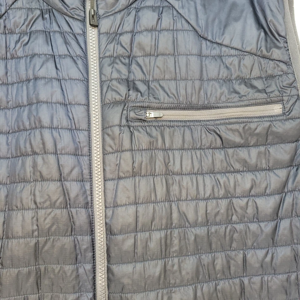 Chaleco acolchado Orvis Puffer para hombre 2XL azul marino amarillo forrado bolsillos con cremallera Foto 3 de 4