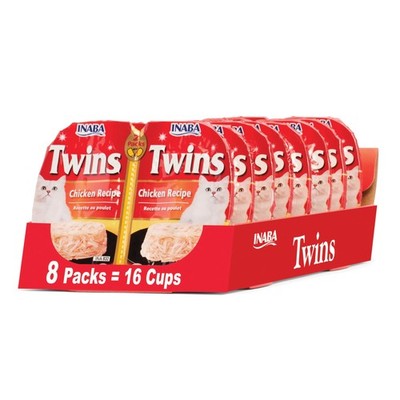 INABA Twins for Cats, Side Dish/Topper Cups, 1.23 Ounces 2 Count (Pack of 8)
