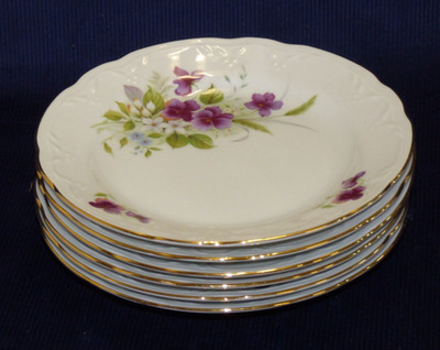 6x Kuchenteller Abendbrotteller Teller Kuchen Kahla Veilchen floral Goldrand