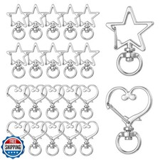Star Keychain Clasp Heart Keychain Clip, 20Pcs Silver Swivel Lobster Clasp Al