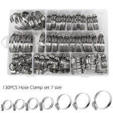 101/130pcs Adjustable Hose Clamps Worm Gear Stainless Steel Clamp Assortment set