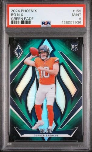 2024 PANINI PHOENIX GREEN FADE #159 BO NIX ROOKIE RC 114/199 PSA 9