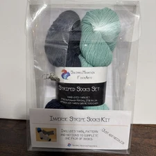 Squirrel Mountain Fiber Arts Striped Sock Set Yarn Hand Dyed SW Merino/ Nylon