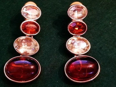 SALE! SPECTACULAR AMBER AND CRYSTALS GLAMOROUS EARRING BY KENNETH JAY LANE ! - Image 1 of 4