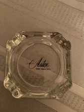 Vintage  Clear Glass Souvenir Ashtray Hotel Astor New York City.