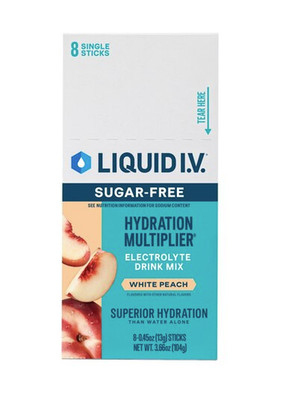 Liquid I.V. Hydration Multiplier Electrolyte Drink Mix White Peach 8 Ct 12 Pack