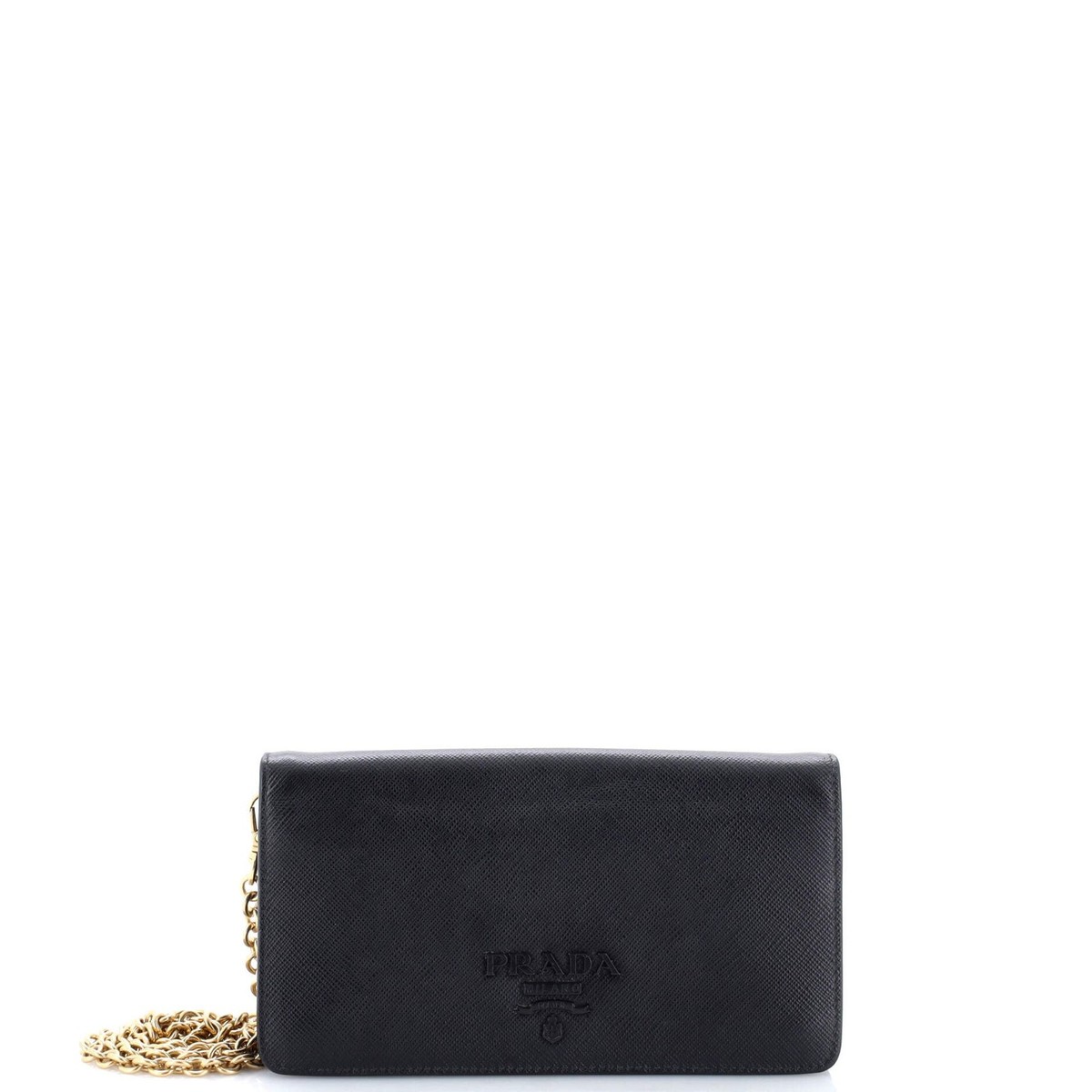 Prada Monochrome Wristlet Wallet on Chain Saffiano Leather Mini | eBay