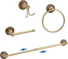 Brass Bathroom Accessory Set, Antique Brass Toilet Paper Holder Towel Ring Hook,