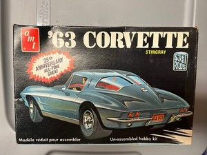 Vintage/Collectible, 1980s, AMT Models, 63 Corvette Model Kit, unassembled