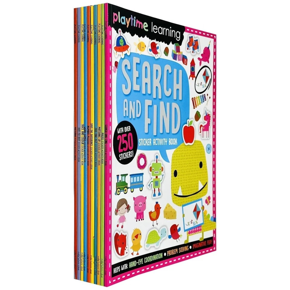 Playtime Learning Numbers Words Colours Sticker Activity 10 Books Set Patterns