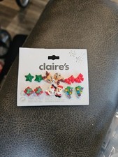 CLAIRES CHRISTMAS EARRINGS POST DIFFERENT SANTA Reindeer Present Tree 6 SETS