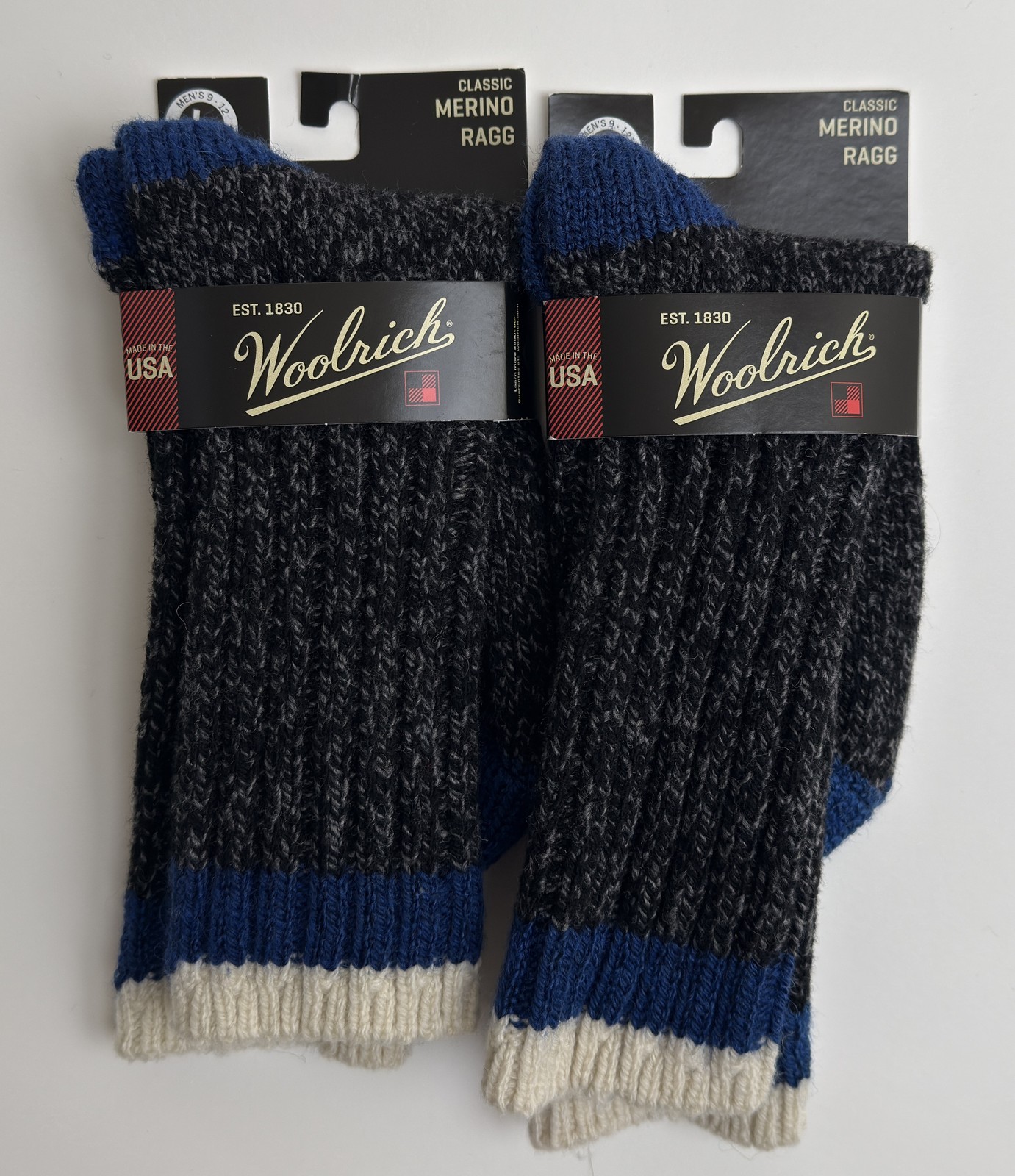 Woolrich Merino Ragg Socks Mens Large 2 Pairs Made in USA Warm Crew ...