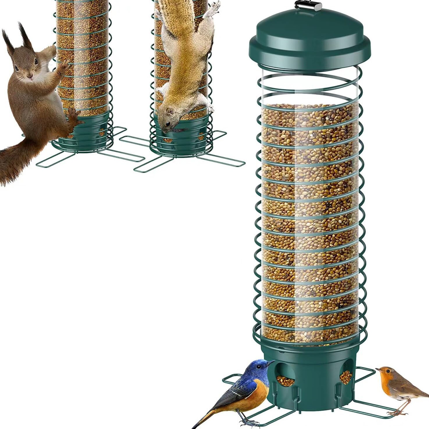 Squirrel Proof Metal Wild Bird Seed Feeders 4 Ports