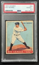 LOU GEHRIG PSA 2.5 1933 GOUDEY R319 #92 ROOKIE CARD RC YANKEES
