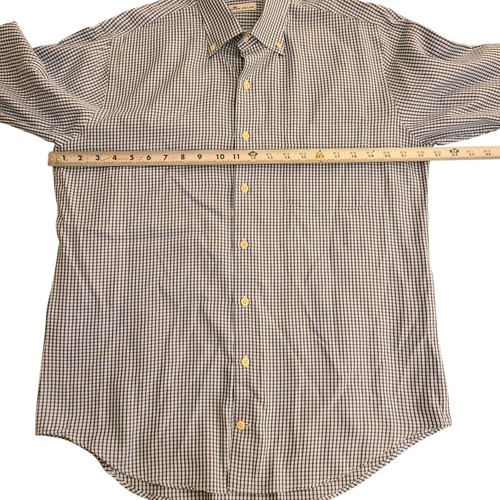 Peter Millar Men's Medium Navy And Light Blue Plaid Button Up Long Sleeve Shirt - Picture 8 of 12