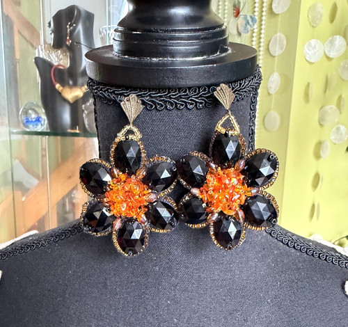 Handmade Fashion lovely gold amber flower Statement earrings for women USA