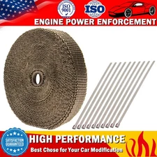 Exhaust Heat Wrap Tape Pipe Ties Kit For Header/Exhaust 1" x 50 FT Roll Titanium