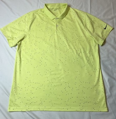 Nike Victory Micro Print Golf Shirt  CU9843-736 Volt Yellow, Gray Men's XL