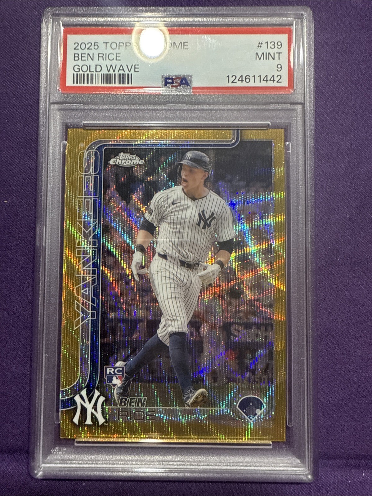 2025 Topps Chrome - Ben Rice #139 Gold Wave Refractor /50 (RC)