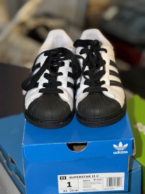 adidas Superstar II C Kids Sneakers US 1 White/Black Leather J10211