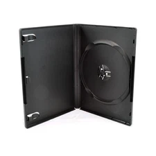 25 Pack Standard 14mm Black Signle Disc DVD Cases with Outter Clear Sleeve