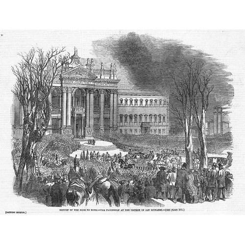 ROME Papal Procession at the Church of San Giovanni - Antique Print 1850