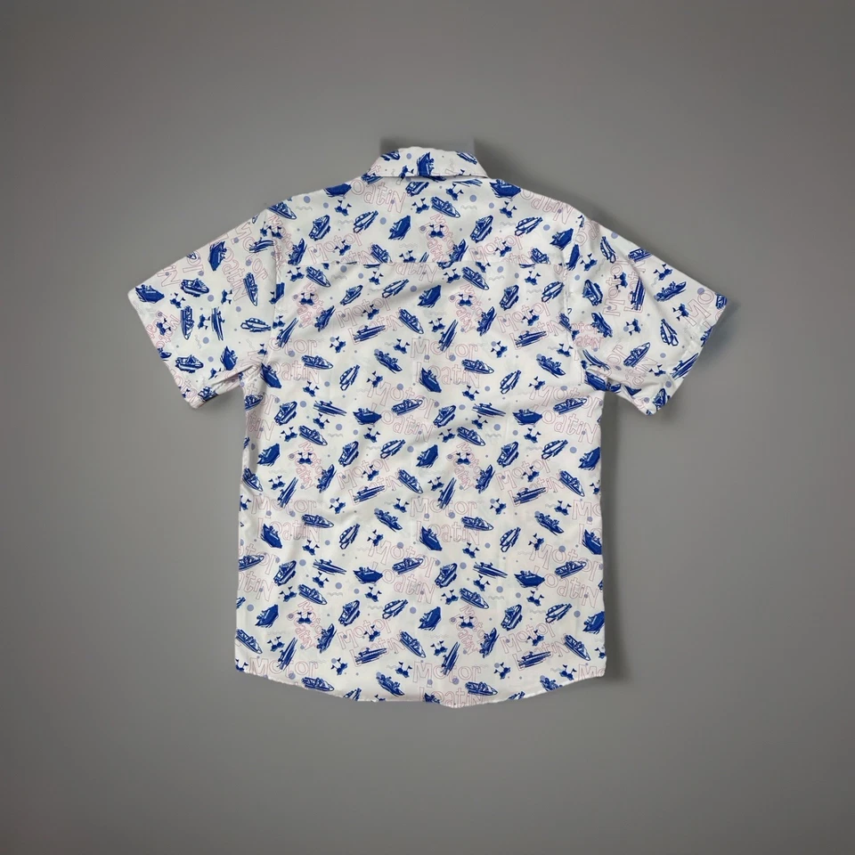 Camisa de Franela Dixxon Hombres M Blanca Motor Boatin Manga Corta Camisa con Botones Foto 2 de 2