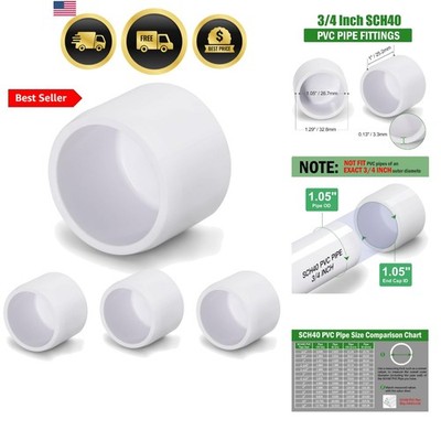 PVC Cap 3/4 Inch - Fit Standard 3/4'' PVC Pipes OD Approx. 1.05'', Furniture Gr...