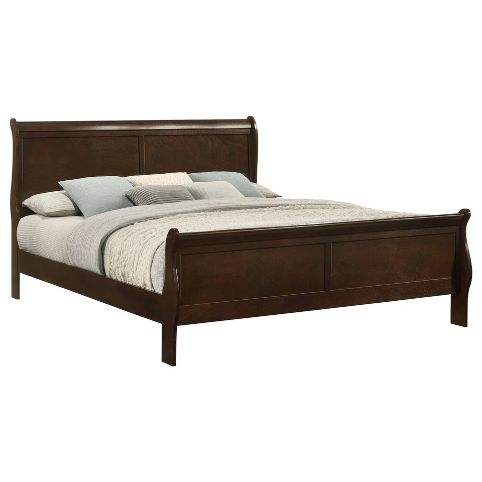 Graffenstaden Cappuccino Wood Eastern King Sleigh Bed - Stylish Design - Image 4 of 4