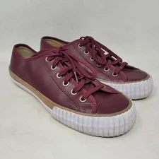 PF Flyers Shoes Mens 9 Oxblood Red Leather CENTER LO Sneakers Cap Toe Low Top