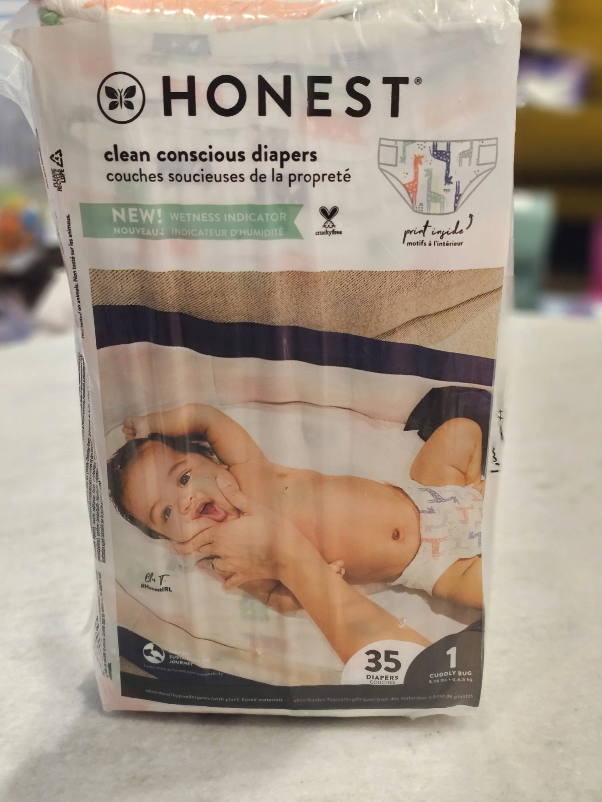 New! Honest Diapers, Size 1, 8-14 Pounds, Giraffe, 35 Diapers