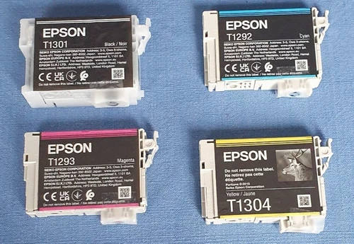 Epson Black T1301XL/Cyan  T1292/Magenta T1293/Yellow T1304 Ink Cartridges USED