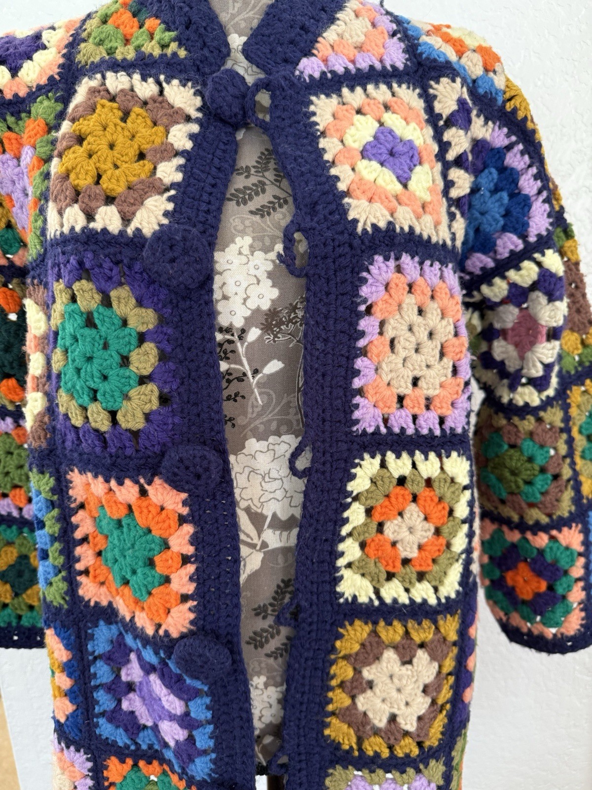 Granny Square Afghan Patchwork  Cardigan, Handmad… - image 3