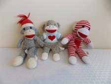SOCK MONKEY LOT OF 3 MONKEYS